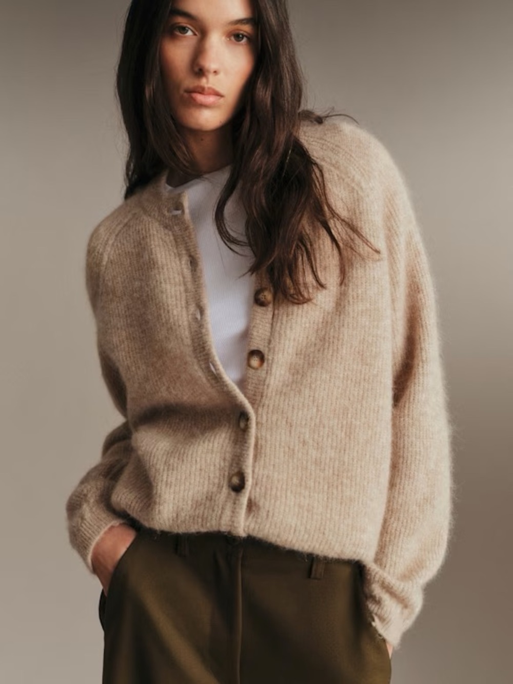 Sezane Othello Cardigan Light Beige Size Large